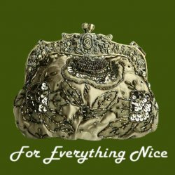 Olive Antique Frame Beaded Bejeweled Sequined Evening Bag Bridal Purse
