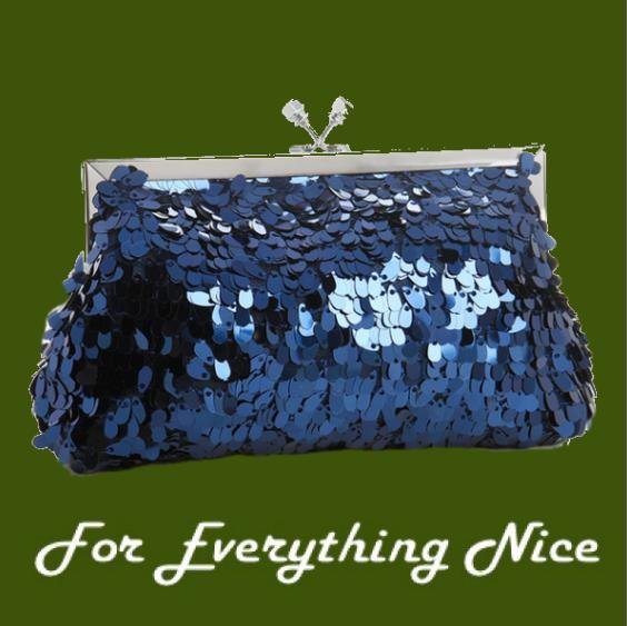 Image 0 of Royal Blue Oval Paillete Sequins Evening Bag Bridal Purse