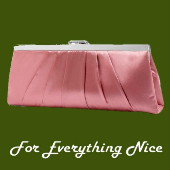 Image 0 of Candy Pink Sleek Gathered Pleats Satin Evening Bag Bridal Purse