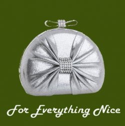 Silver Sparkle Bejeweled Bow Clasp Minaudiere Evening Bag Bridal Purse