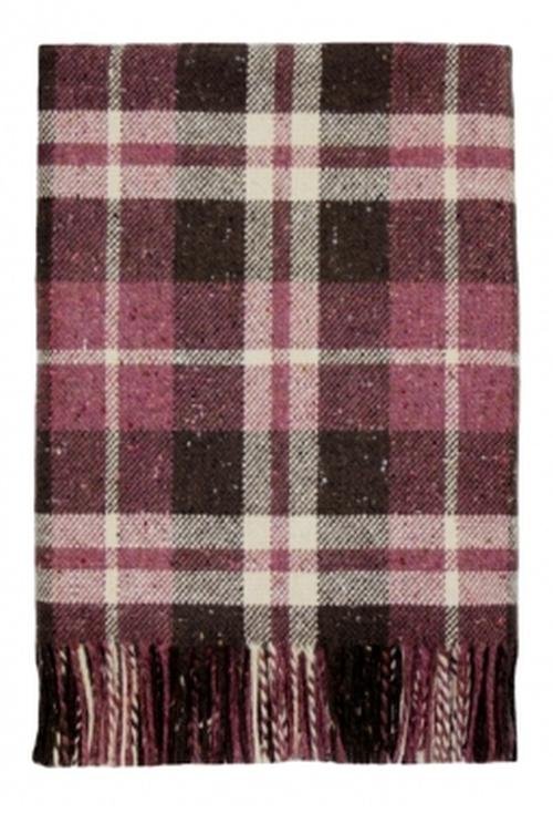 Image 1 of Heather Check Donegal Tartan Lambswool Blanket Throw