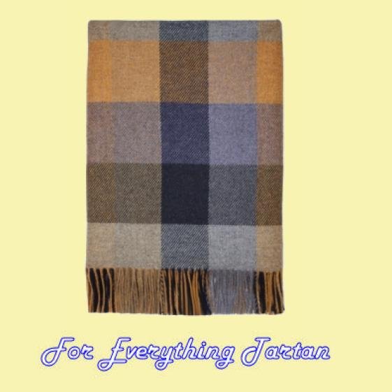 Image 0 of Blue Yellow Block Moorland Tartan Lambswool Blanket Throw