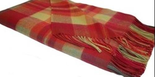 Image 1 of Highland Rose Tartan Lambswool Blanket Throw