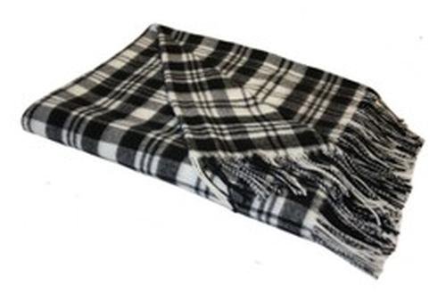 Image 1 of Scott Black White Ancient Clan Tartan Lambswool Blanket Throw
