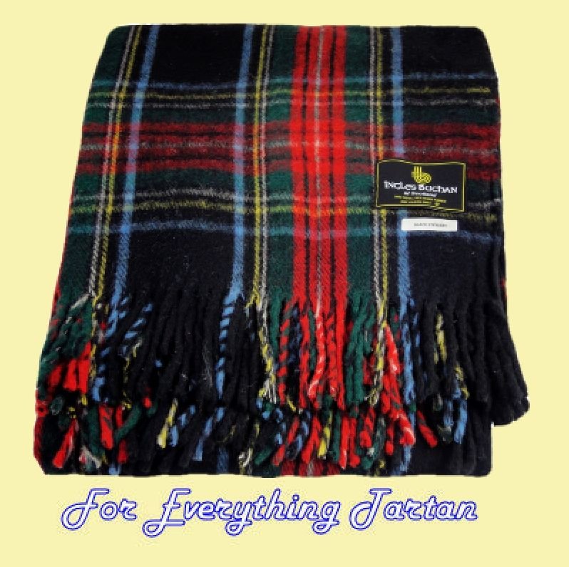 Image 0 of Stewart Black Modern Clan Tartan Lambswool Blanket Throw