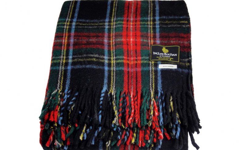 Image 1 of Stewart Black Modern Clan Tartan Lambswool Blanket Throw