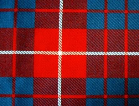 Image 1 of Hamilton Red Modern Tartan Polyviscose Plaid Fabric Swatch  