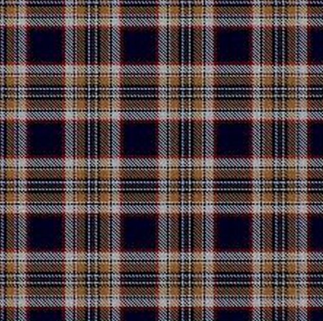 Image 1 of Stewart Navy Tartan Polyviscose Plaid Fabric Swatch  