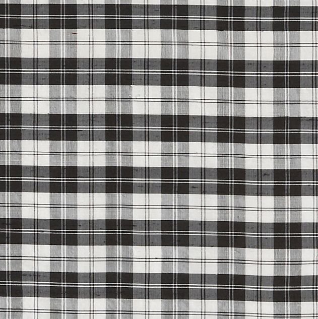 Image 1 of Erskine Black White Mini Tartan Dupion Silk Plaid Fabric x 1 metre