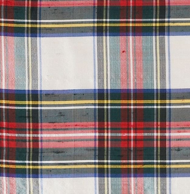 Image 1 of Stewart Dress Modern Tartan Dupion Silk Plaid Fabric x 1 metre