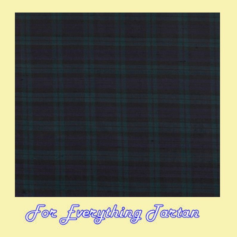 Image 0 of Blackwatch Modern Mini Tartan Dupion Silk Plaid Fabric Swatch  