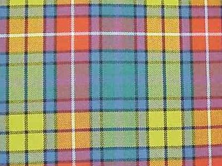 Image 1 of Buchanan Ancient Tartan Dupion Silk Plaid Fabric Swatch  