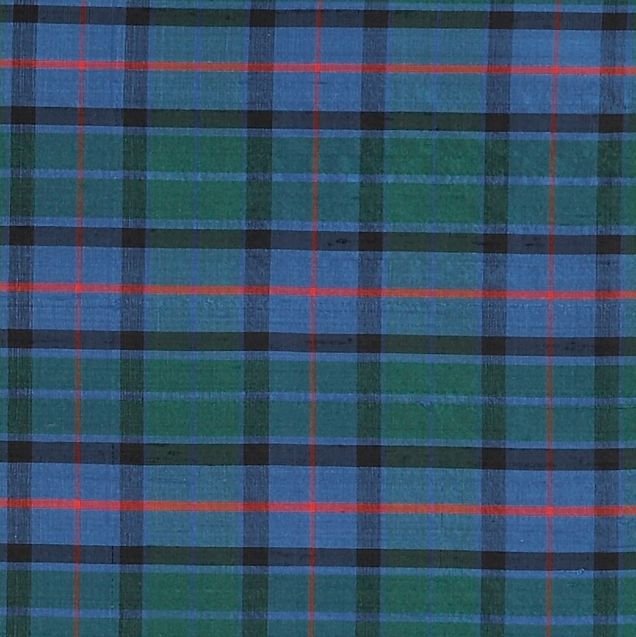 Image 1 of Flower Of Scotland Tartan Dupion Silk Plaid Fabric Swatch  