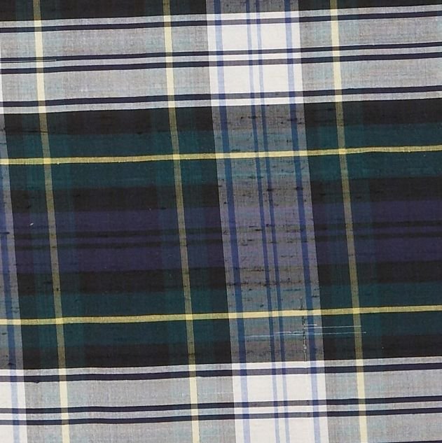 Image 1 of Gordon Dress Modern Tartan Dupion Silk Plaid Fabric Swatch  