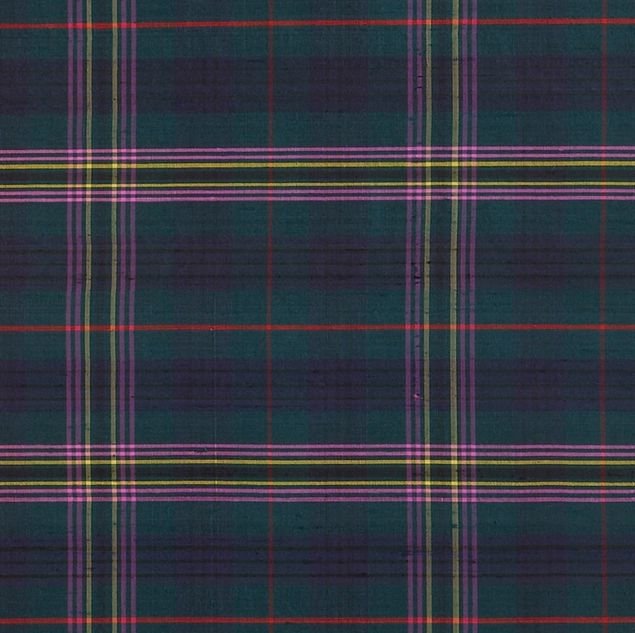 Image 1 of Kennedy Modern Tartan Dupion Silk Plaid Fabric Swatch  