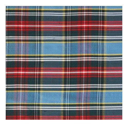 Image 1 of MacBeth Modern Tartan Dupion Silk Plaid Fabric Swatch  