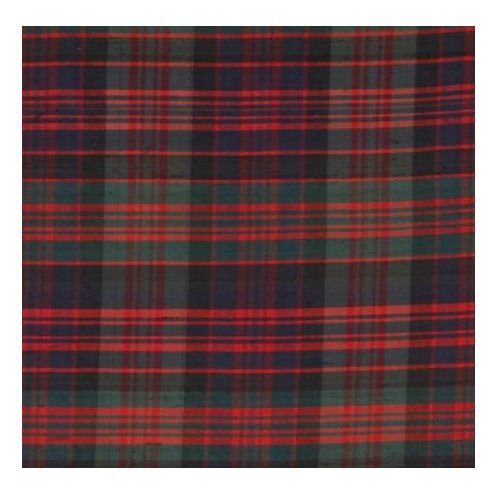 Image 1 of MacDonald Modern Tartan Dupion Silk Plaid Fabric Swatch  
