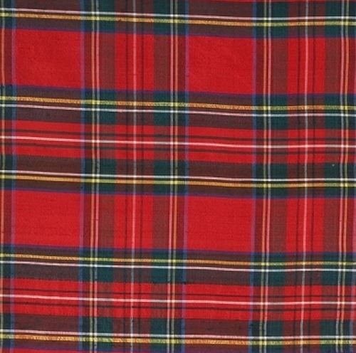 Image 1 of Stewart Royal Modern Tartan Dupion Silk Plaid Fabric Swatch  