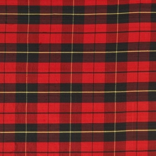 Image 1 of Wallace Modern Tartan Dupion Silk Plaid Fabric Swatch  