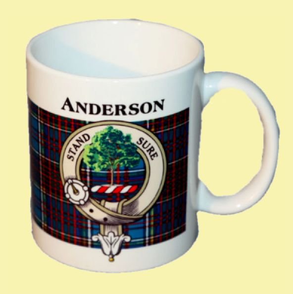 Image 0 of Anderson Tartan Clan Crest Ceramic Mugs Anderson Clan Badge Mugs Set of 2