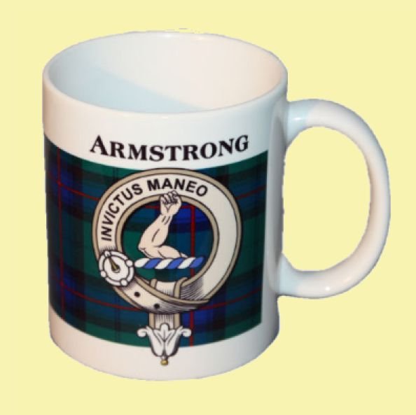 Image 0 of Armstrong Tartan Clan Crest Ceramic Mugs Armstrong Clan Badge Mugs Set of 2