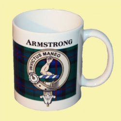 Armstrong Tartan Clan Crest Ceramic Mugs Armstrong Clan Badge Mugs Set of 2