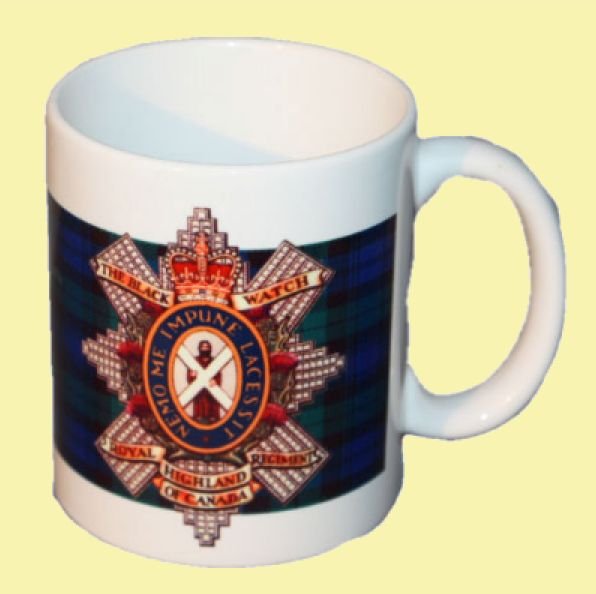 Image 0 of Black Watch Tartan Clan Crest Ceramic Mugs Black Watch Clan Badge Mugs Set of 2