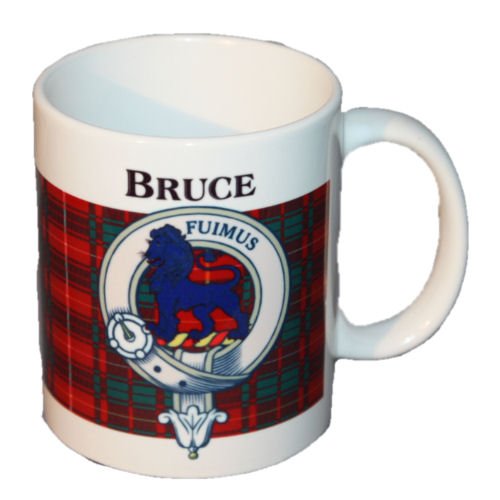 Image 1 of Bruce Tartan Clan Crest Ceramic Mugs Bruce Clan Badge Mugs Set of 2