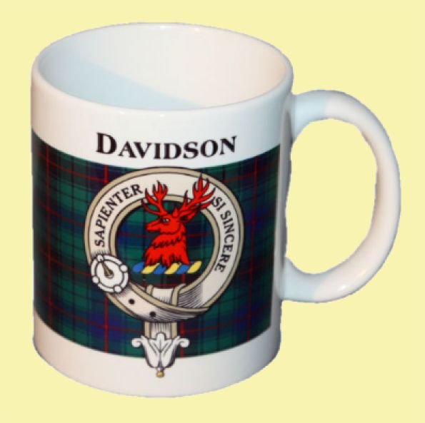 Image 0 of Davidson Tartan Clan Crest Ceramic Mugs Davidson Clan Badge Mugs Set of 2