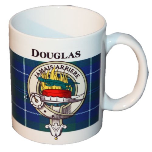 Image 1 of Douglas Tartan Clan Crest Ceramic Mugs Douglas Clan Badge Mugs Set of 2