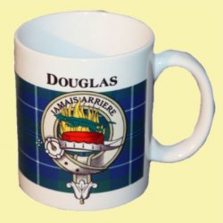 Douglas Tartan Clan Crest Ceramic Mugs Douglas Clan Badge Mugs Set of 2