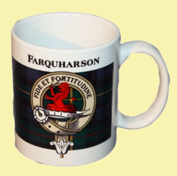 Image 0 of Farquharson Tartan Clan Crest Ceramic Mugs Farquharson Clan Badge Mugs Set of 2