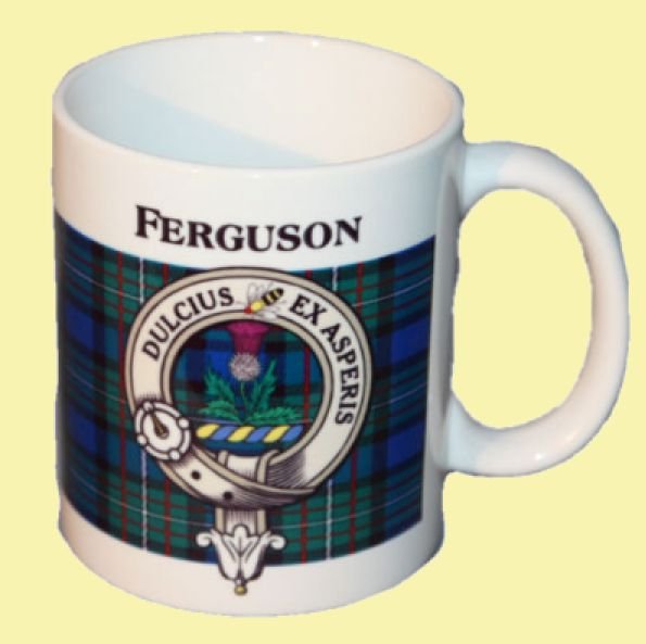 Image 0 of Ferguson Tartan Clan Crest Ceramic Mugs Ferguson Clan Badge Mugs Set of 2