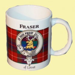 Fraser Tartan Clan Crest Ceramic Mugs Fraser Clan Badge Mugs Set of 2
