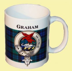 Graham Tartan Clan Crest Ceramic Mugs Graham Clan Badge Mugs Set of 2