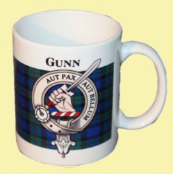 Gunn Tartan Clan Crest Ceramic Mugs Gunn Clan Badge Mugs Set of 2