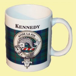 Kennedy Tartan Clan Crest Ceramic Mugs Kennedy Clan Badge Mugs Set of 2
