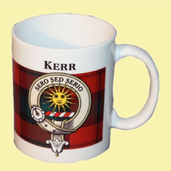Image 0 of Kerr Tartan Clan Crest Ceramic Mugs Kerr Clan Badge Mugs Set of 2