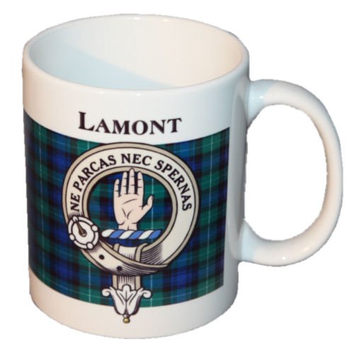 Image 1 of Lamont Tartan Clan Crest Ceramic Mugs Lamont Clan Badge Mugs Set of 2