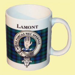 Lamont Tartan Clan Crest Ceramic Mugs Lamont Clan Badge Mugs Set of 2