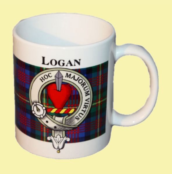 Image 0 of Logan Tartan Clan Crest Ceramic Mugs Logan Clan Badge Mugs Set of 2