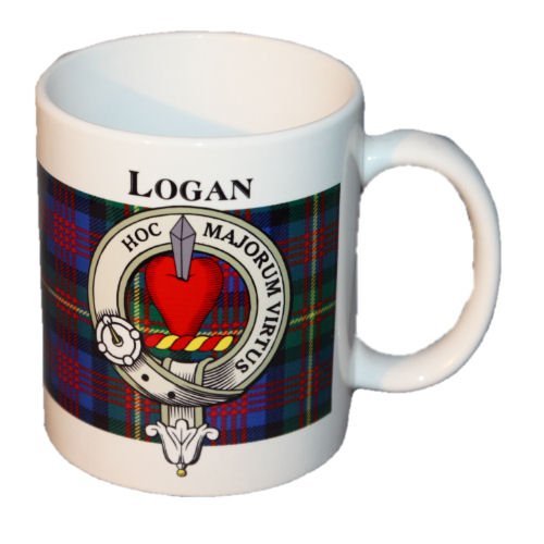 Image 1 of Logan Tartan Clan Crest Ceramic Mugs Logan Clan Badge Mugs Set of 2