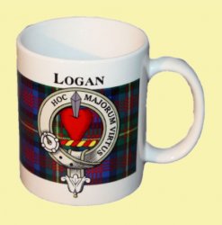 Logan Tartan Clan Crest Ceramic Mugs Logan Clan Badge Mugs Set of 2