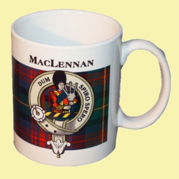 Image 0 of MacLennan Tartan Clan Crest Ceramic Mugs MacLennan Clan Badge Mugs Set of 2