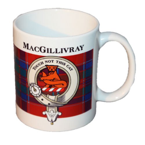 Image 1 of MacGillivray Tartan Clan Crest Ceramic Mugs MacGillivray Clan Badge Mug Set of 2