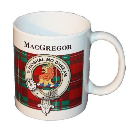 Image 1 of MacGregor Tartan Clan Crest Ceramic Mugs MacGregor Clan Badge Mugs Set of 2