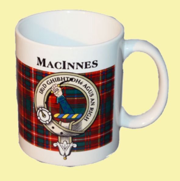 Image 0 of MacInnes Tartan Clan Crest Ceramic Mugs MacInnes Clan Badge Mugs Set of 2