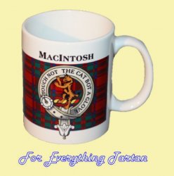MacIntosh Tartan Clan Crest Ceramic Mugs MacIntosh Clan Badge Mugs Set of 2