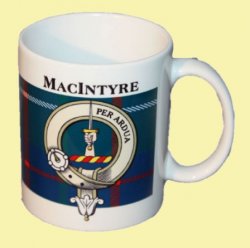 MacIntyre Tartan Clan Crest Ceramic Mugs MacIntyre Clan Badge Mugs Set of 2