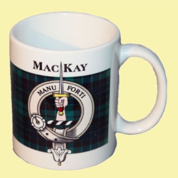 Image 0 of Mackay Tartan Clan Crest Ceramic Mugs Mackay Clan Badge Mugs Set of 2